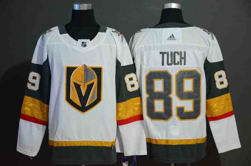 Vegas Golden Knights 89 Alex Tuch White With Special Glittery Logo Adidas Jersey