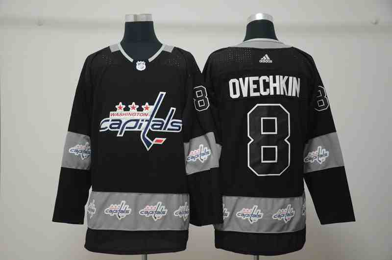 Capitals 8 Alex Ovechkin Black Team Logos Fashion Adidas Jersey