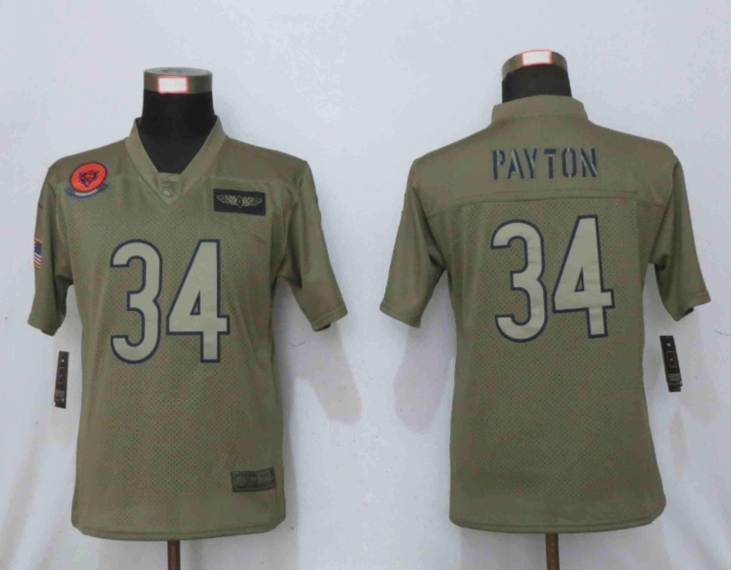 Women Nike Men's Chicago Bears 34 Payton Nike Camo 2020 Salute to Service Elite Playe