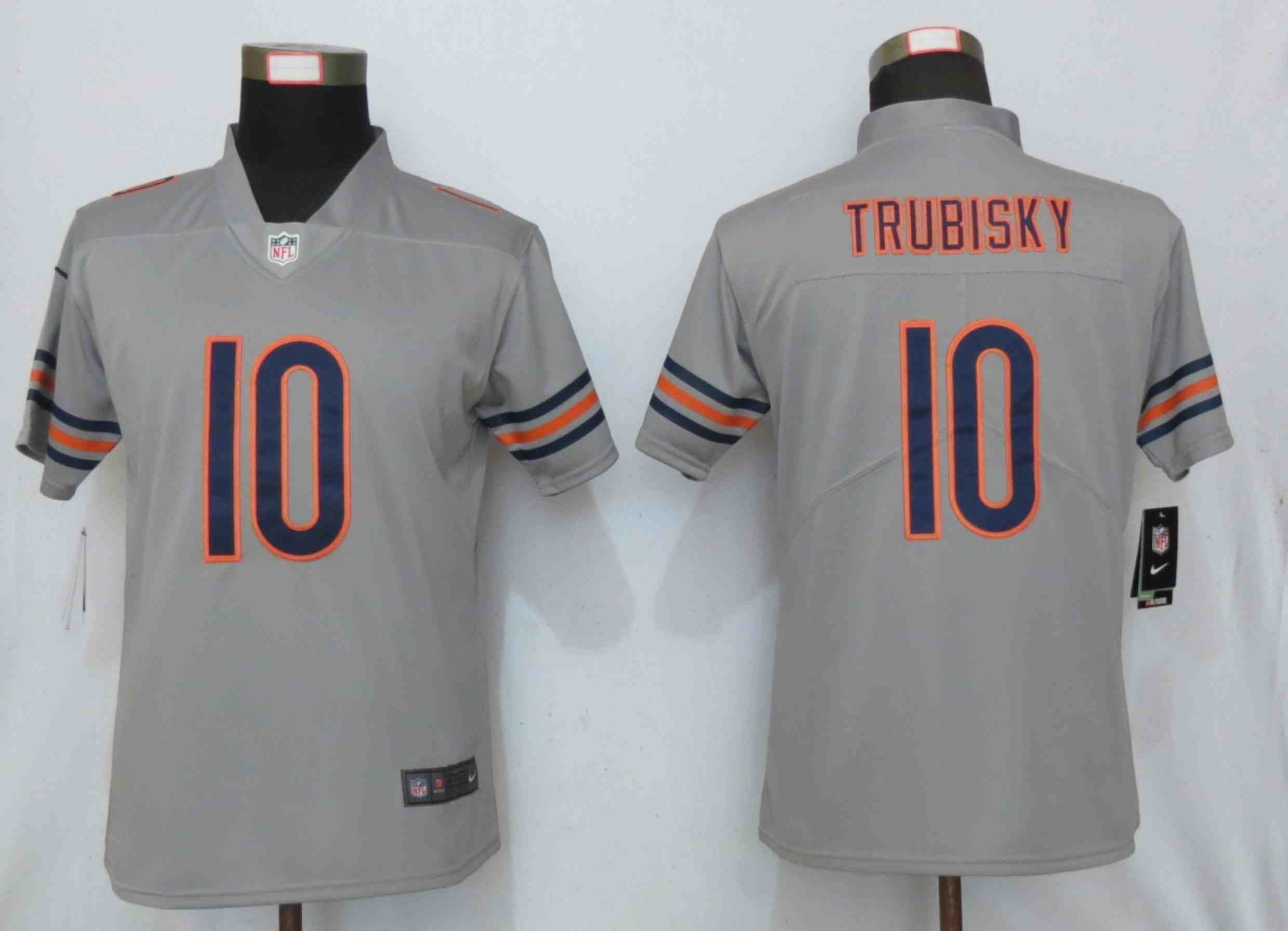 Women Nike Men's Chicago Bears 10 Trubisky 2019 Vapor Untouchable Nike Silver Inverted Elite Playe
