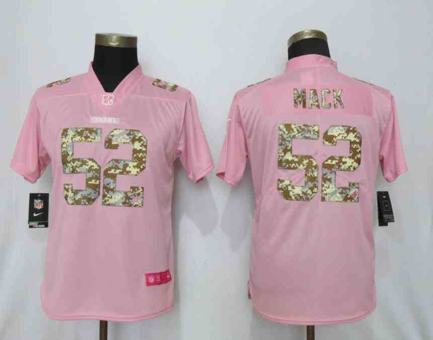 Women New Nike Chicago Bears 52 Mack PinkCamouflage font love pink 2019 Vapor Untouchable Elite Player