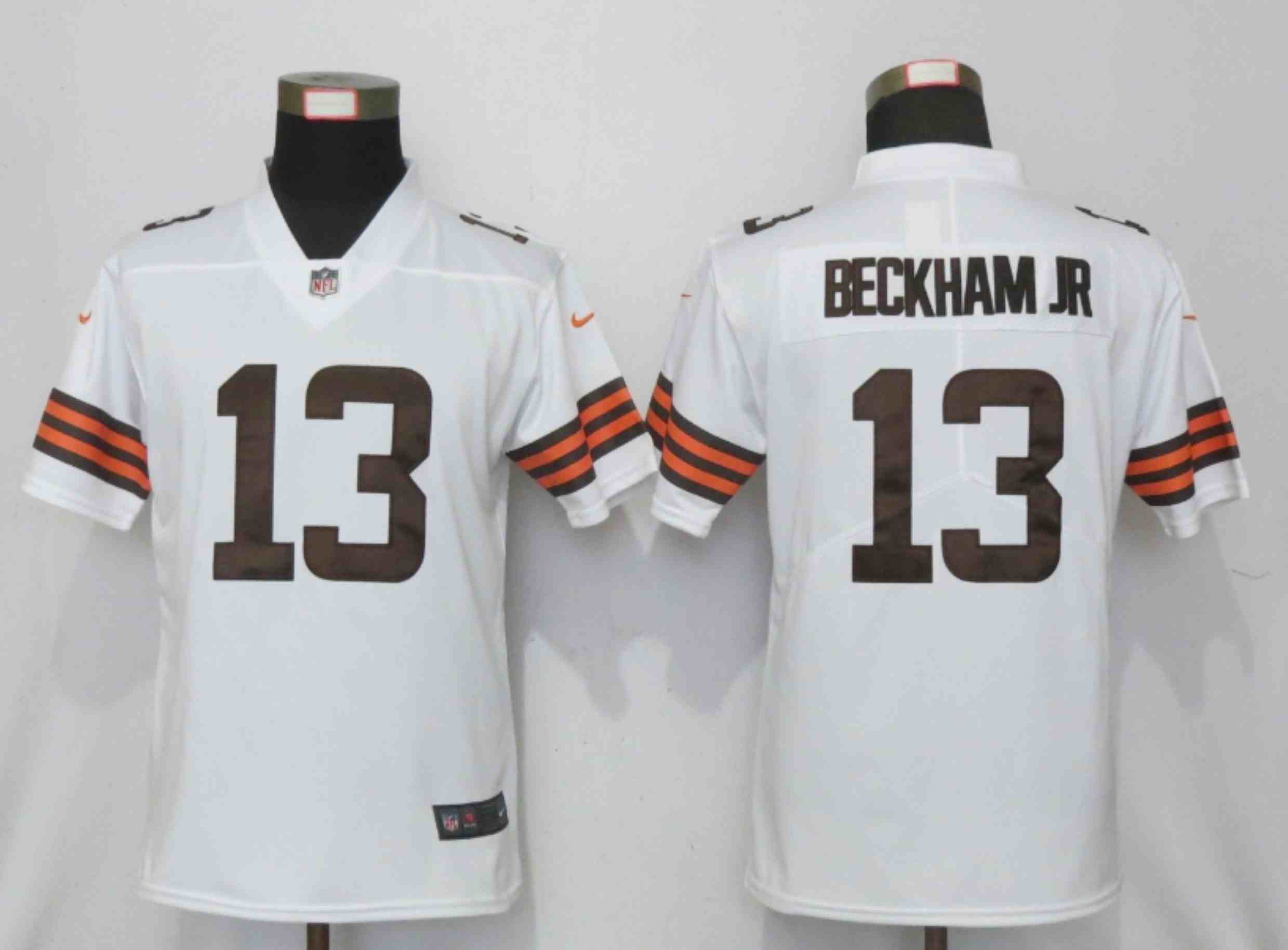 Women New Nike Cleveland Browns 13 Beckham jr White Vapor  Elite Playe