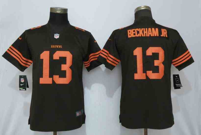 Women New Nike Cleveland Browns 13 Beckham jr Pick 2017 Vapor Untouchable Elite Playe