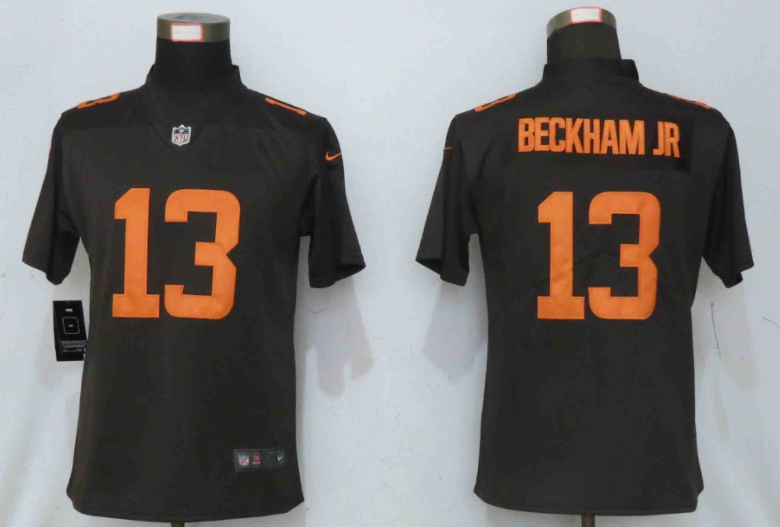 Women New Nike Cleveland Browns 13 Beckham jr Brown lternate Vapor Elite Playe