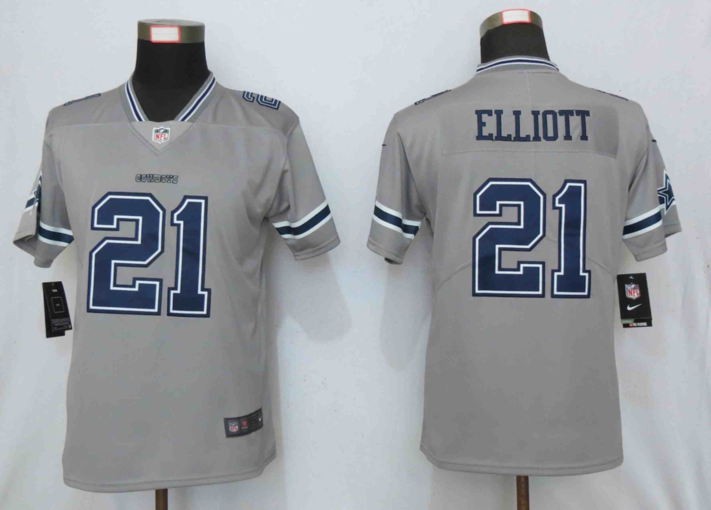 Women New Nike Dallas Cowboys 21 Elliott 2019 Vapor Untouchable Nike Gray Inverted Elite Playe