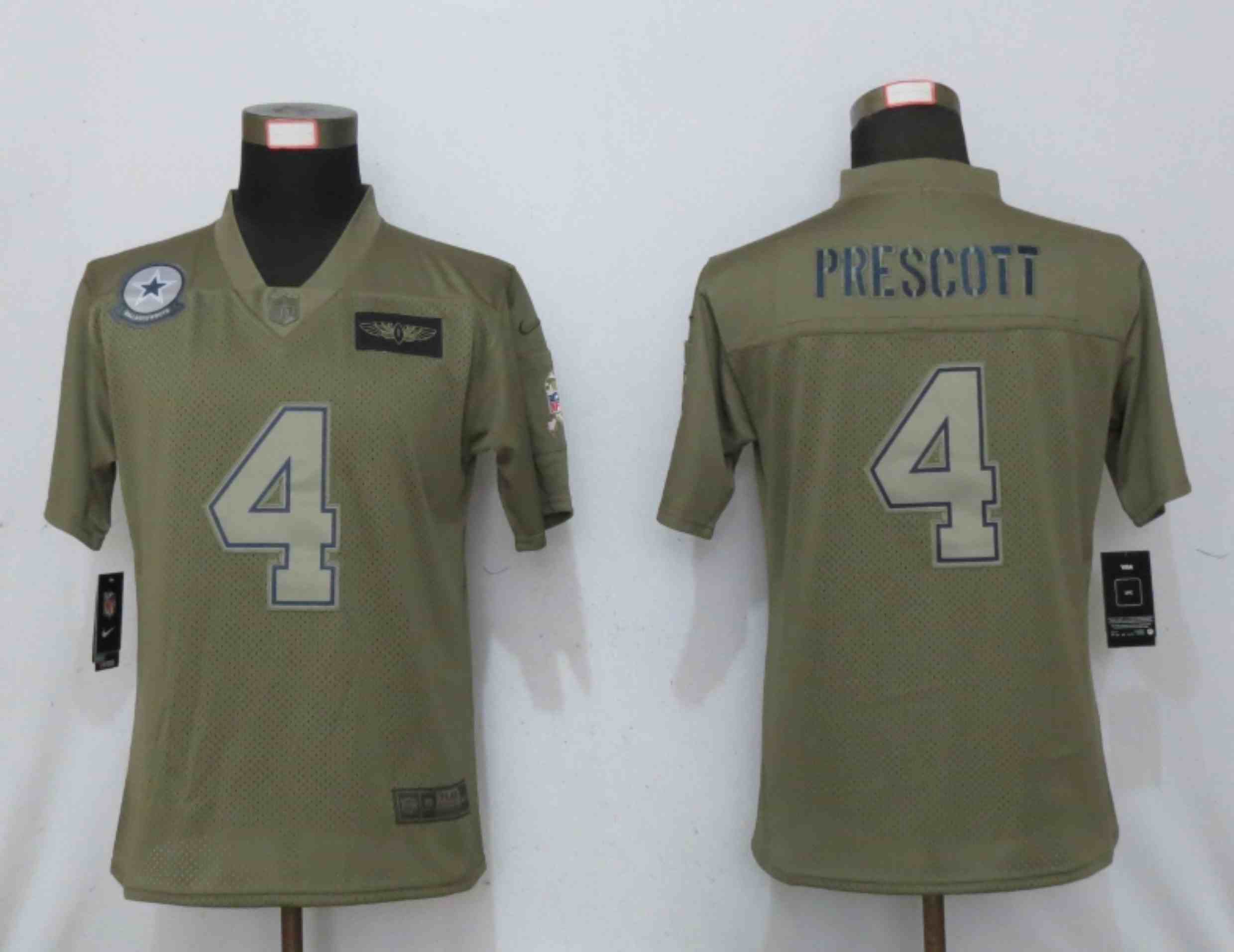Women Nike Dallas cowboys 4 Prescott Nike Camo 2020 Salute to Service Elite Playe