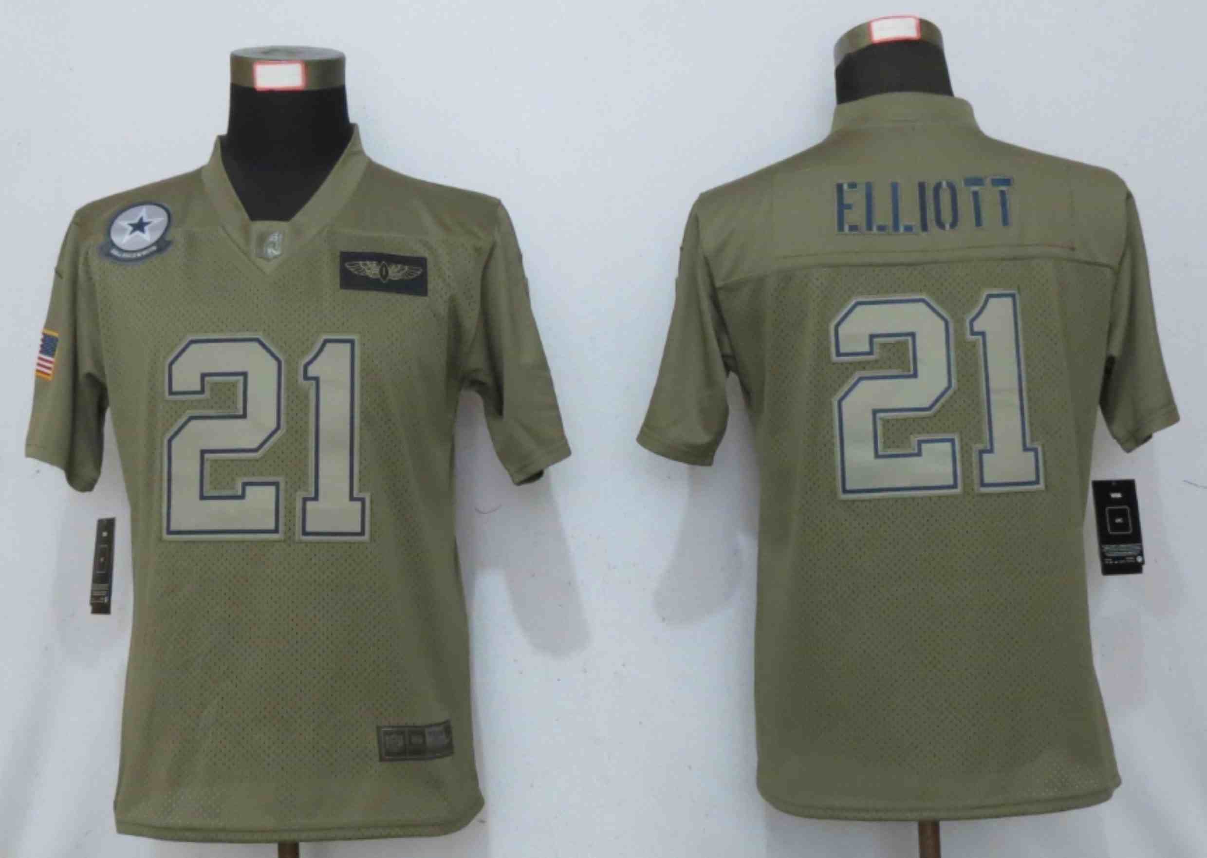 Women Nike Dallas cowboys 21 Elliott Nike Camo 2020 Salute to Service Elite Playe