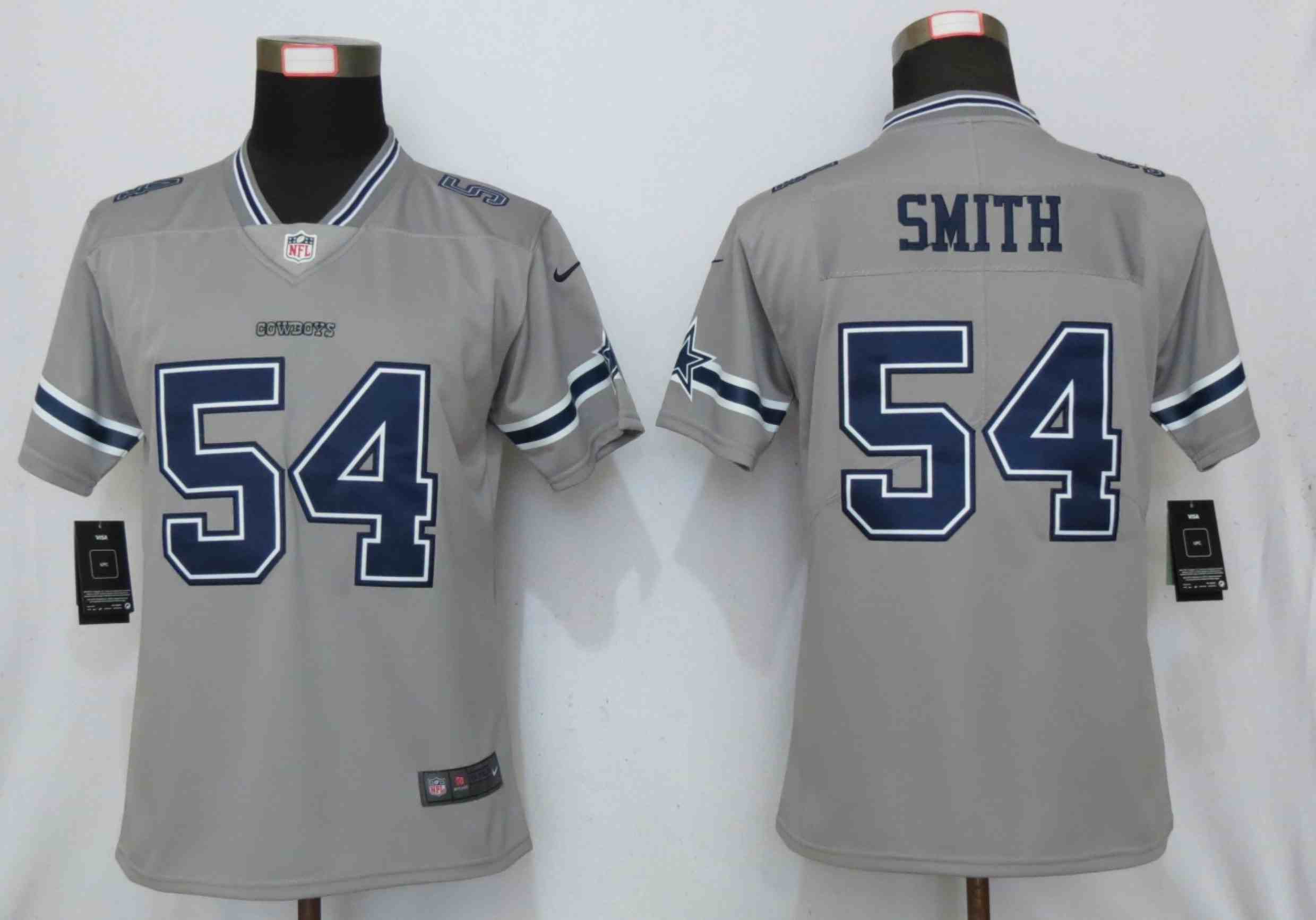 Women New Nike Dallas Cowboys 54 Smith 2019 Vapor Untouchable Nike Gray Inverted Elite Playe