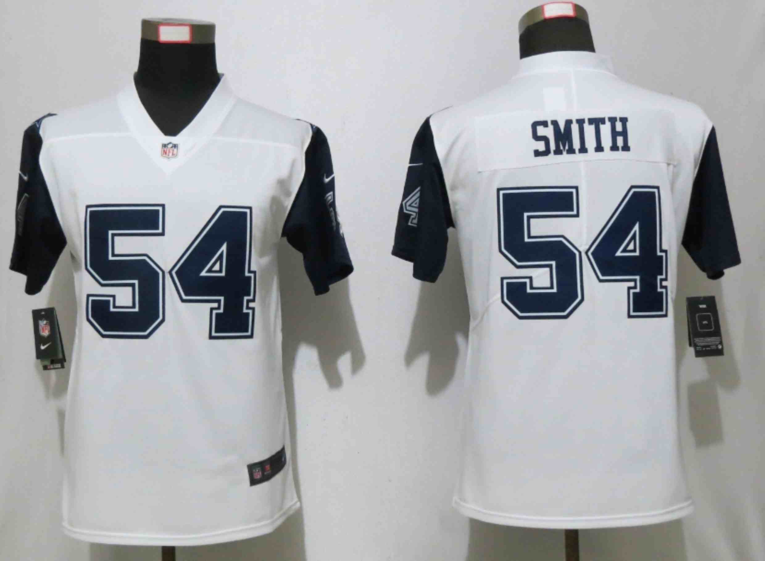 Women Nike Dallas cowboys 54 Smith White Thanksgiving Limited Jersey