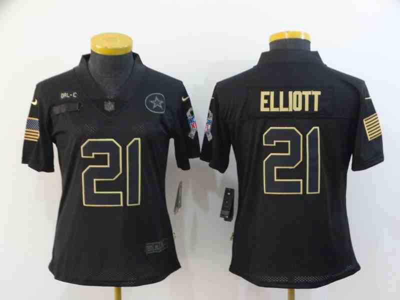 2020 Nike Cowboys 21 Ezekiel Elliott Camo Women Salute To Service Limited Jersey