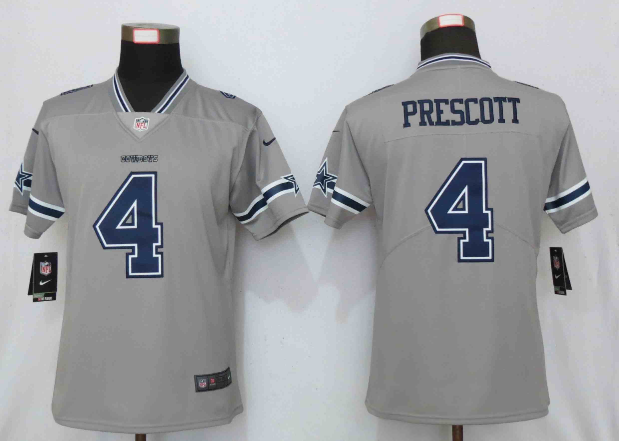 Women New Nike Dallas Cowboys 4 Prescott 2019 Vapor Untouchable Nike Gray Inverted Elite Playe