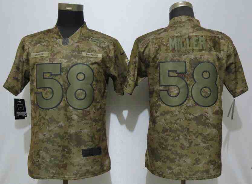 Women NEW Nike Denver Broncos 58 Miller Nike Camo Salute to Service Limited Jersey