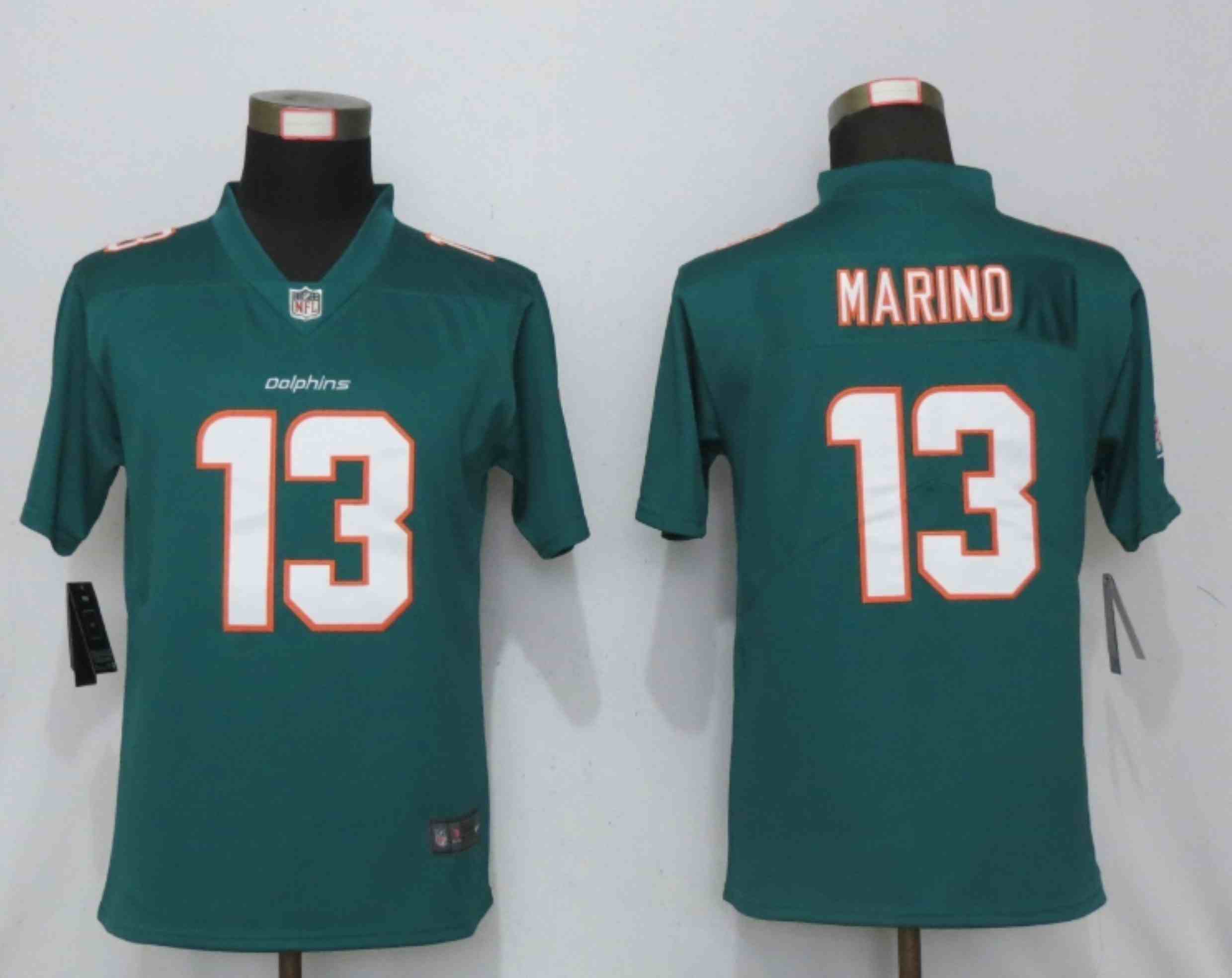 Women New Nike Miami Dolphins 13 Marino Nike Green Alternate Vapor Elite Playe