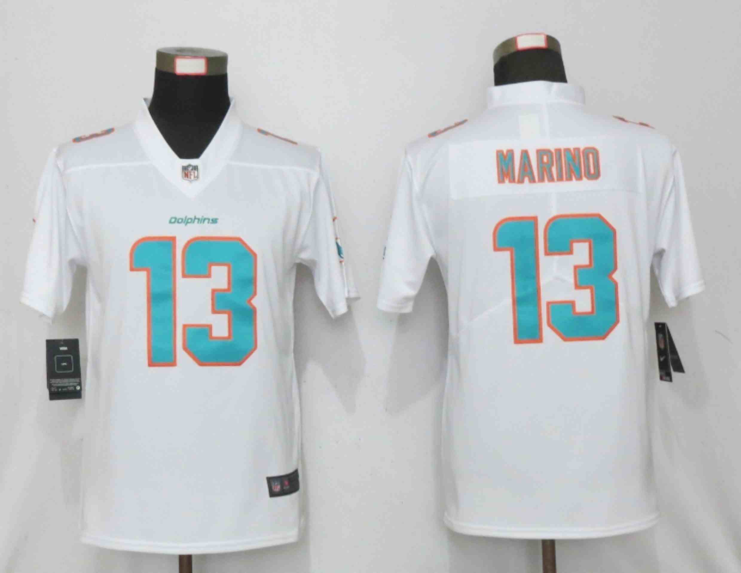 Women New Nike Miami Dolphins 13 Marino Nike White Alternate Vapor Elite Playe