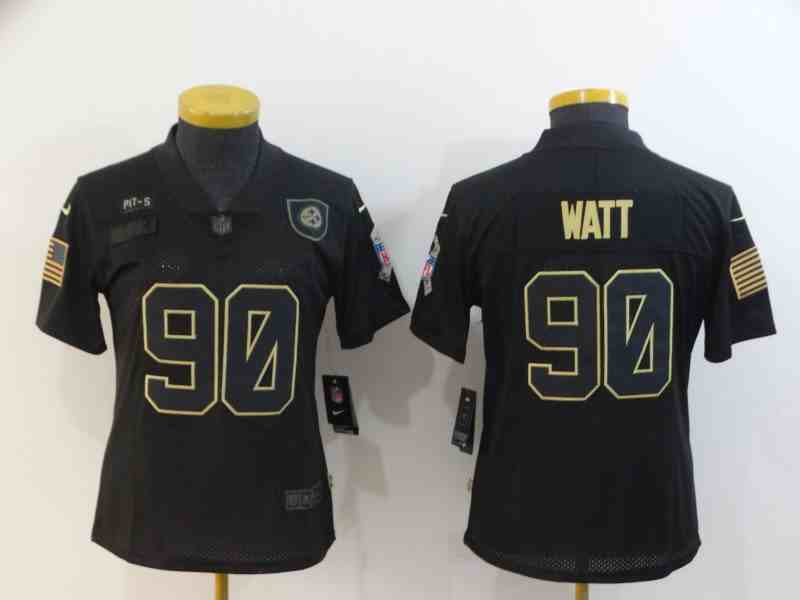 Women New Nike Pittsburgh Steelers 90 T.J. Watt  Nike Camo 2020 Salute to Service Elite Playe