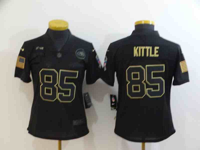 Women New Nike San Francisco 49ers 85 Kittle Nike Camo 2020 Salute to Service Elite Playey
