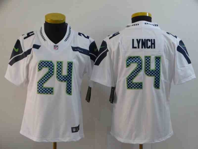 Women Nike Seahawks 24 Marshawn Lynch White Vapor Untouchable Limited Jersey