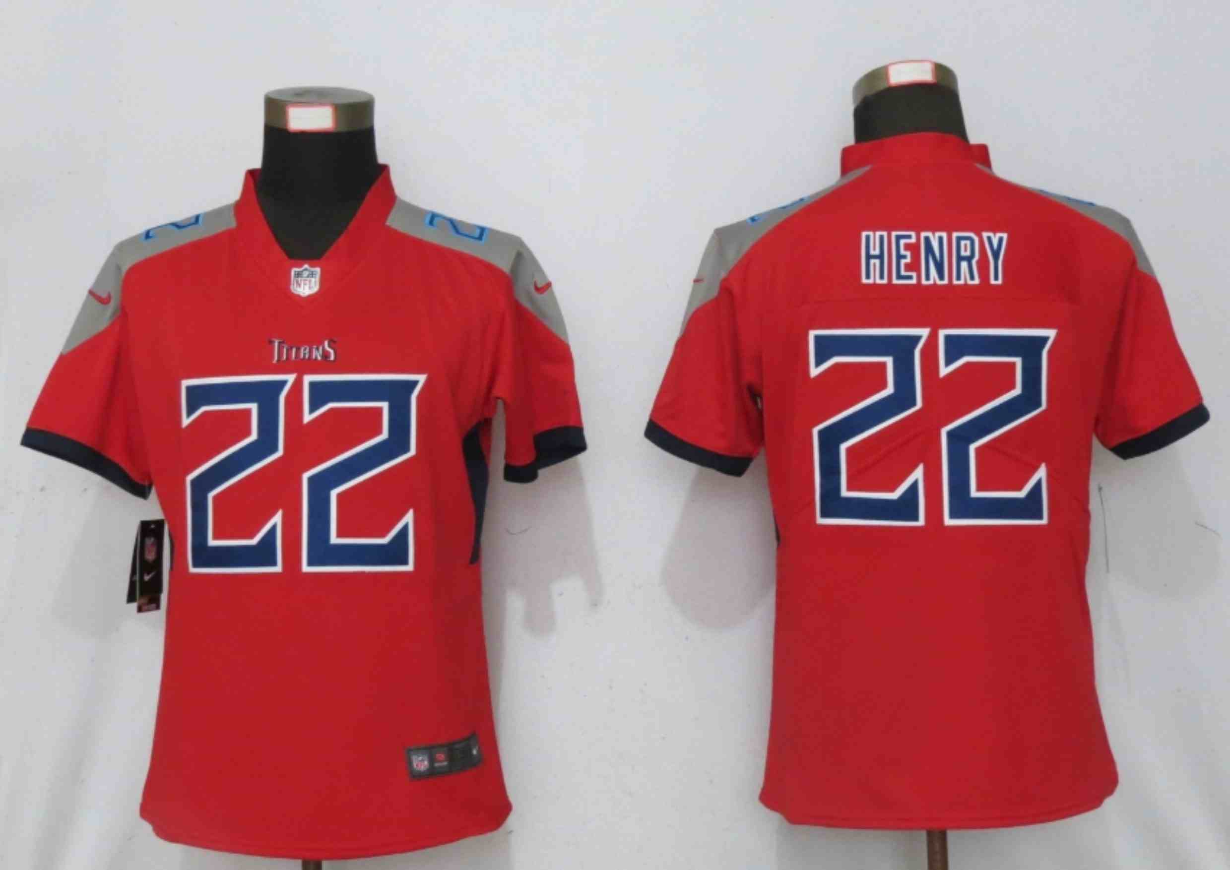 Women New Nike Tennessee Titans 22 Henry Red 2020 Vapor Untouchable Elite Playe