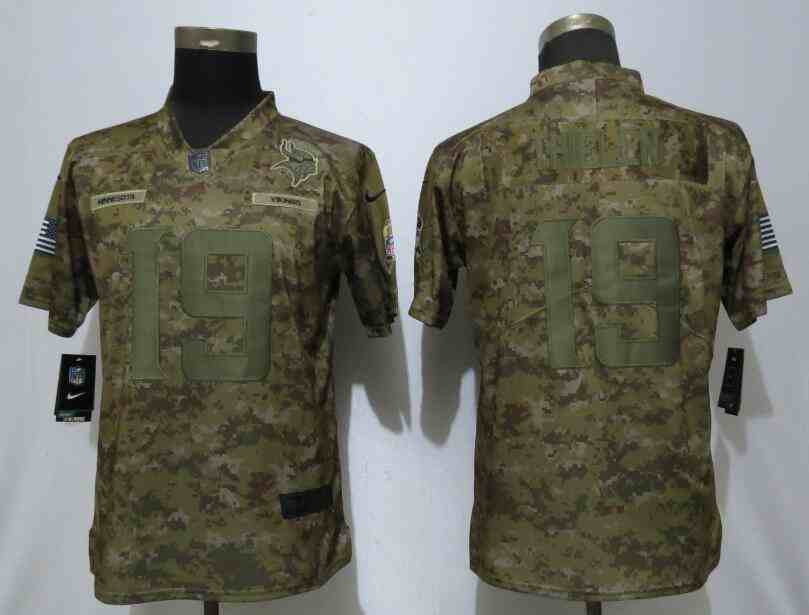 Women NEW Nike Minnesota Vikings 19 Thielen Nike Camo Salute to Service Elite Player