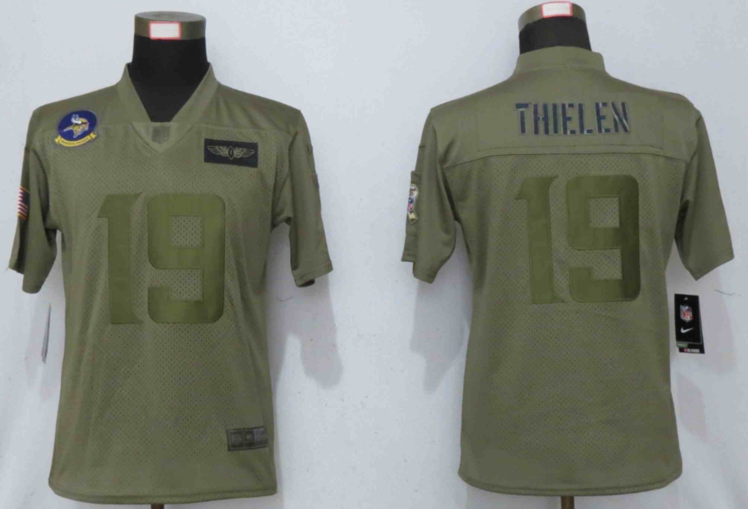 Women NEW Nike Minnesota Vikings 19 Thielen Nike Camo 2020 Salute to Service Elite Playe