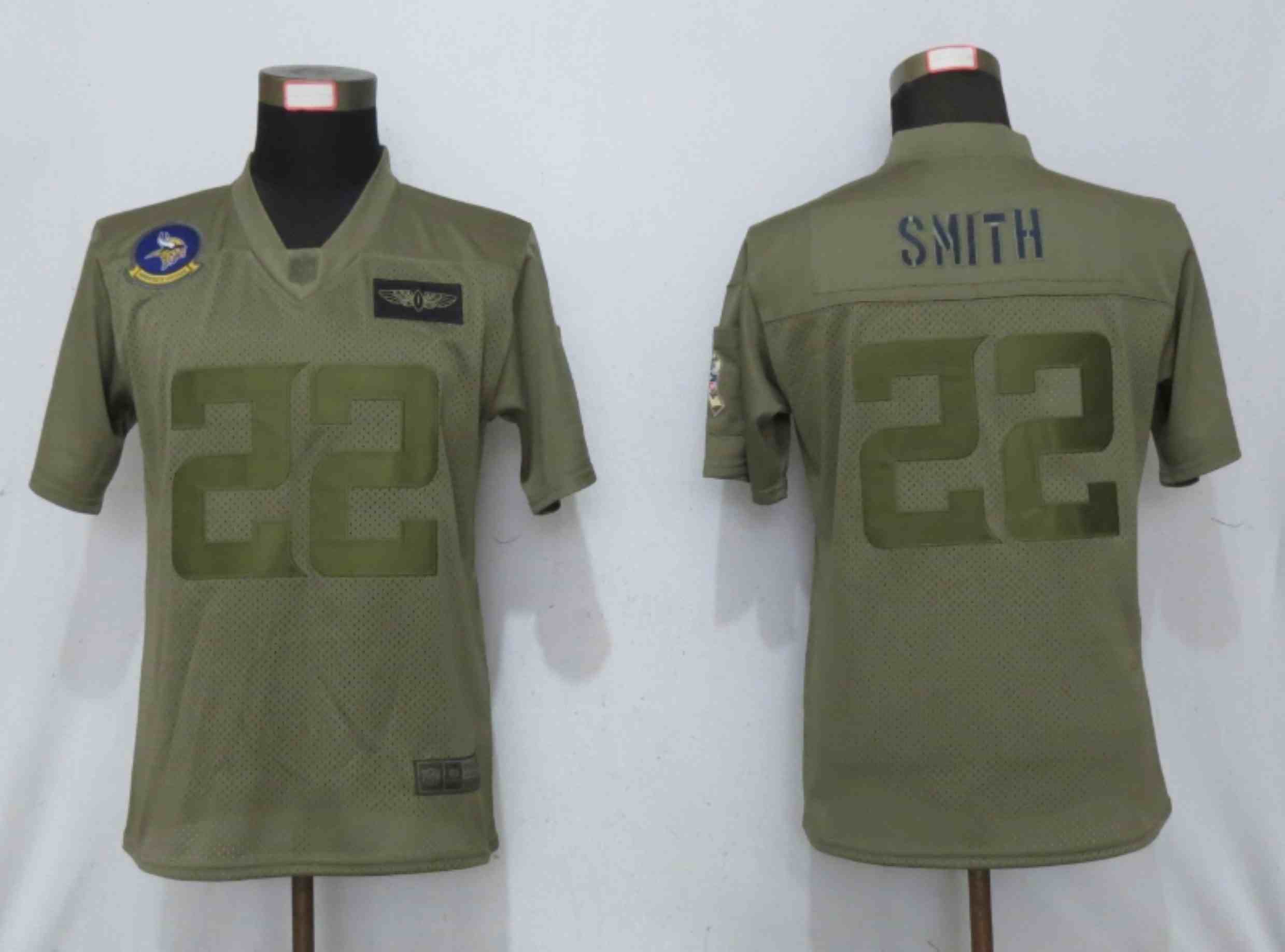 Women NEW Nike Minnesota Vikings 22 Smith Nike Camo 2020 Salute to Service Elite Playe