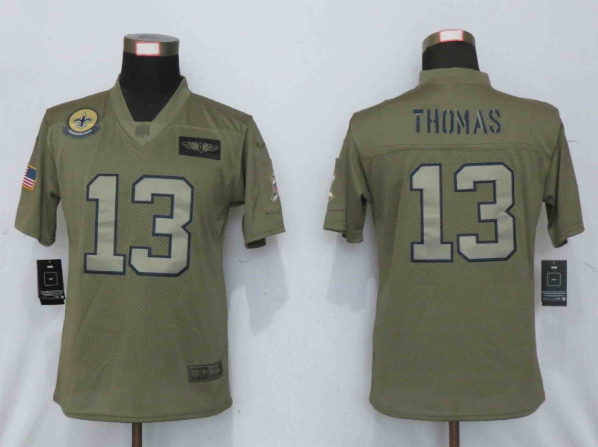Women New Nike New Orleans Saints 13 Thomas Nike Camo 2019 Salute to Service Elite Playe