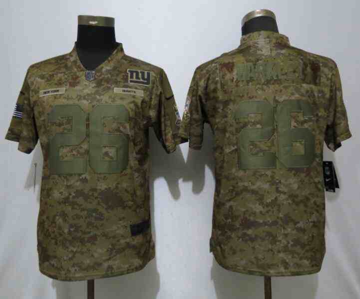 Women New Nike New York Giants 26 Barkley Nike Camo Salute to Service Limited Jersey