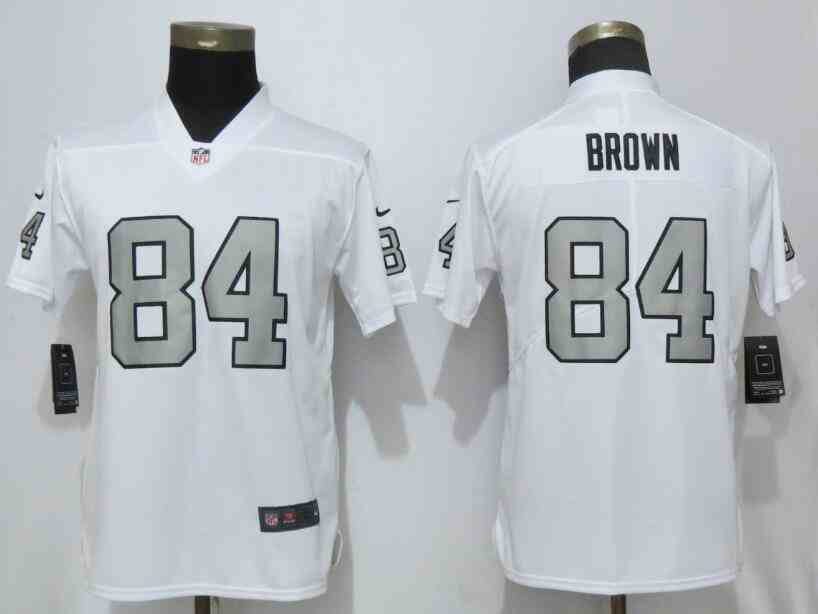 Women New Nike Oakland Raiders 84 Brown Navy White Color Rush Elite Player