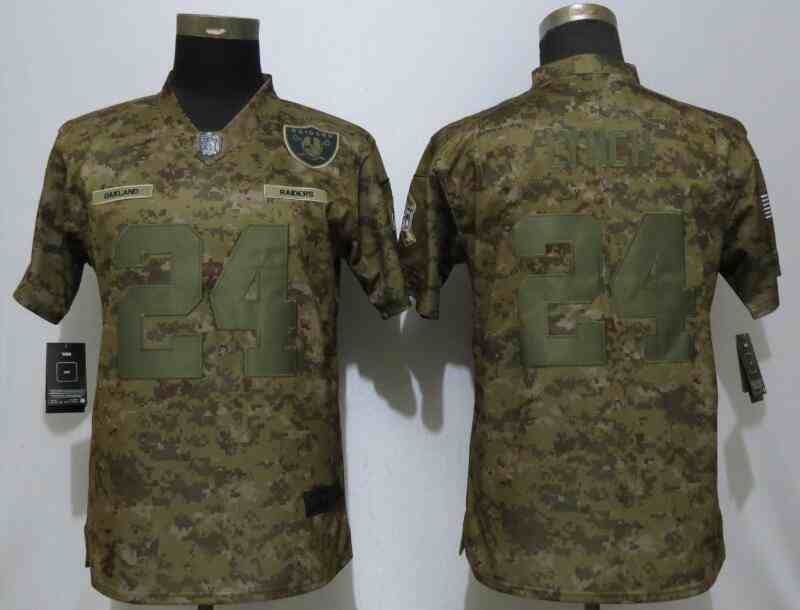 Women New Nike Oakland Raiders 24 Lynch Nike Camo Salute to Service Limited Jersey
