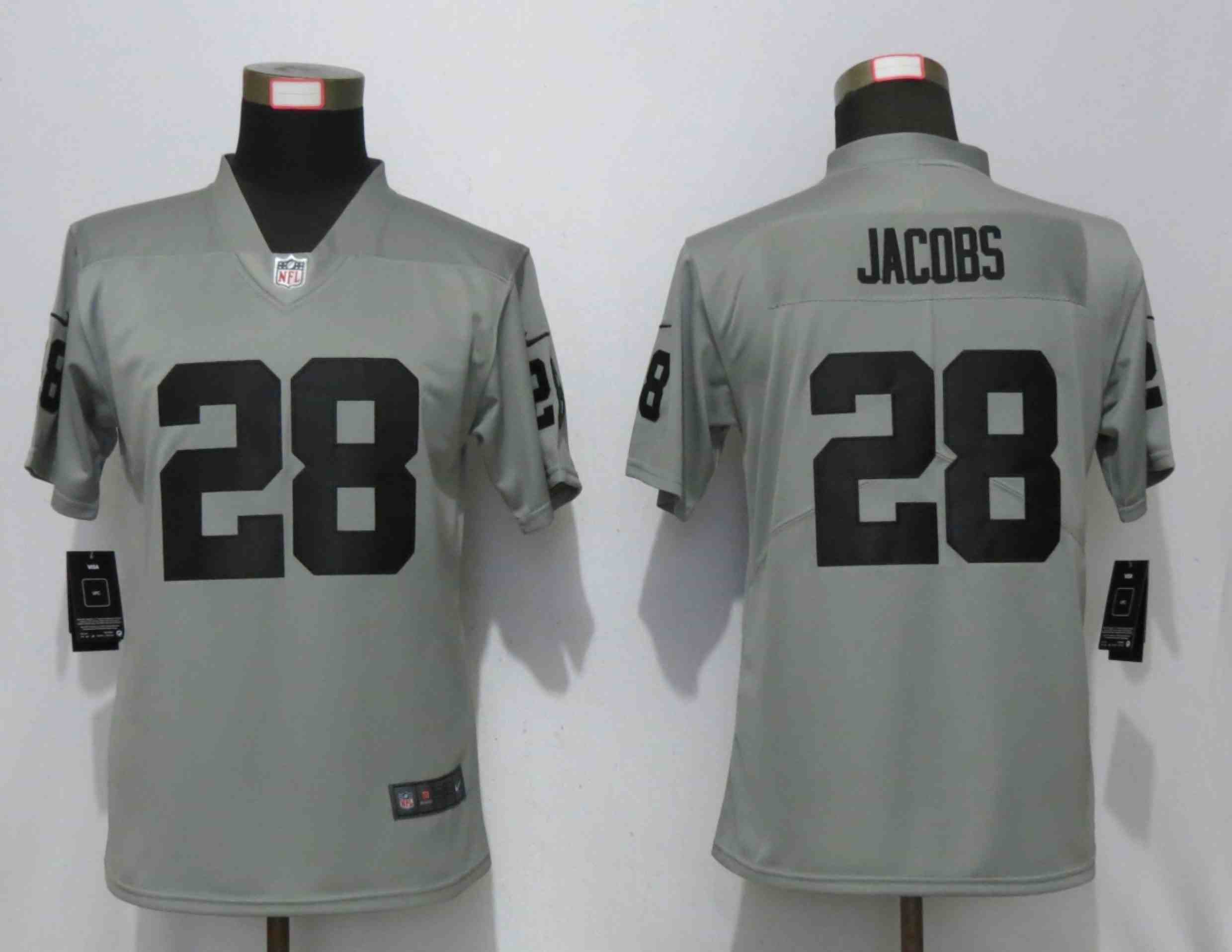 Women New Nike Oakland Raiders 28 Jacobs 2019 Vapor Untouchable Nike Silver Inverted Elite Playe