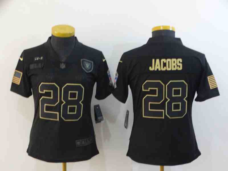2020 salute Nike Raiders 28 Josh Jacobs  Women Vapor Untouchable Limited Jersey