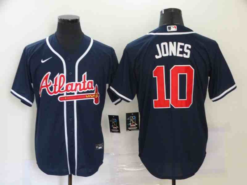 Braves 10 Chipper Jones Navy 2020 Nike Cool Base Jersey