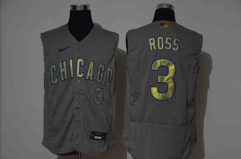 Cubs 3 ROSS Gray Gold Nike Cool Base Sleeveless Jersey
