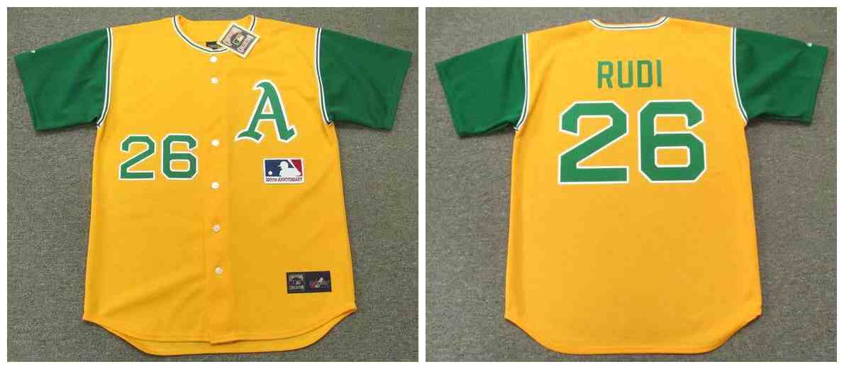 Athletics 26 Joe Rudi Yellow 1969'S Throwback Cool Base Jersey