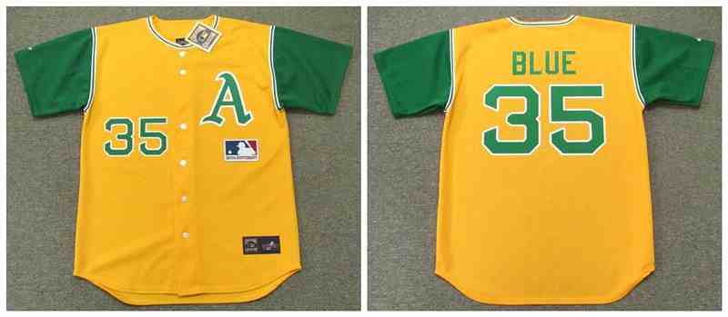 Athletics 35 Vida Blue Yellow 1969'S Throwback Cool Base Jersey
