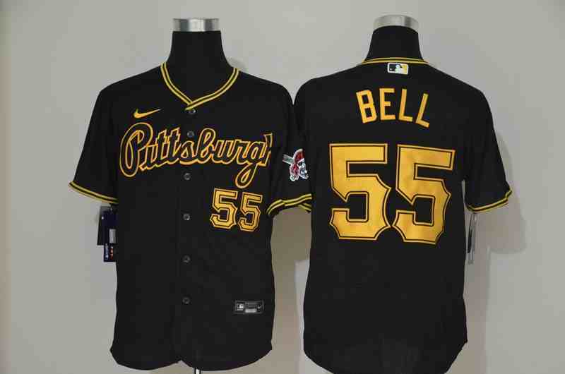 Pirates 55 Josh Bell Black 2020 Nike Cool Base Jersey