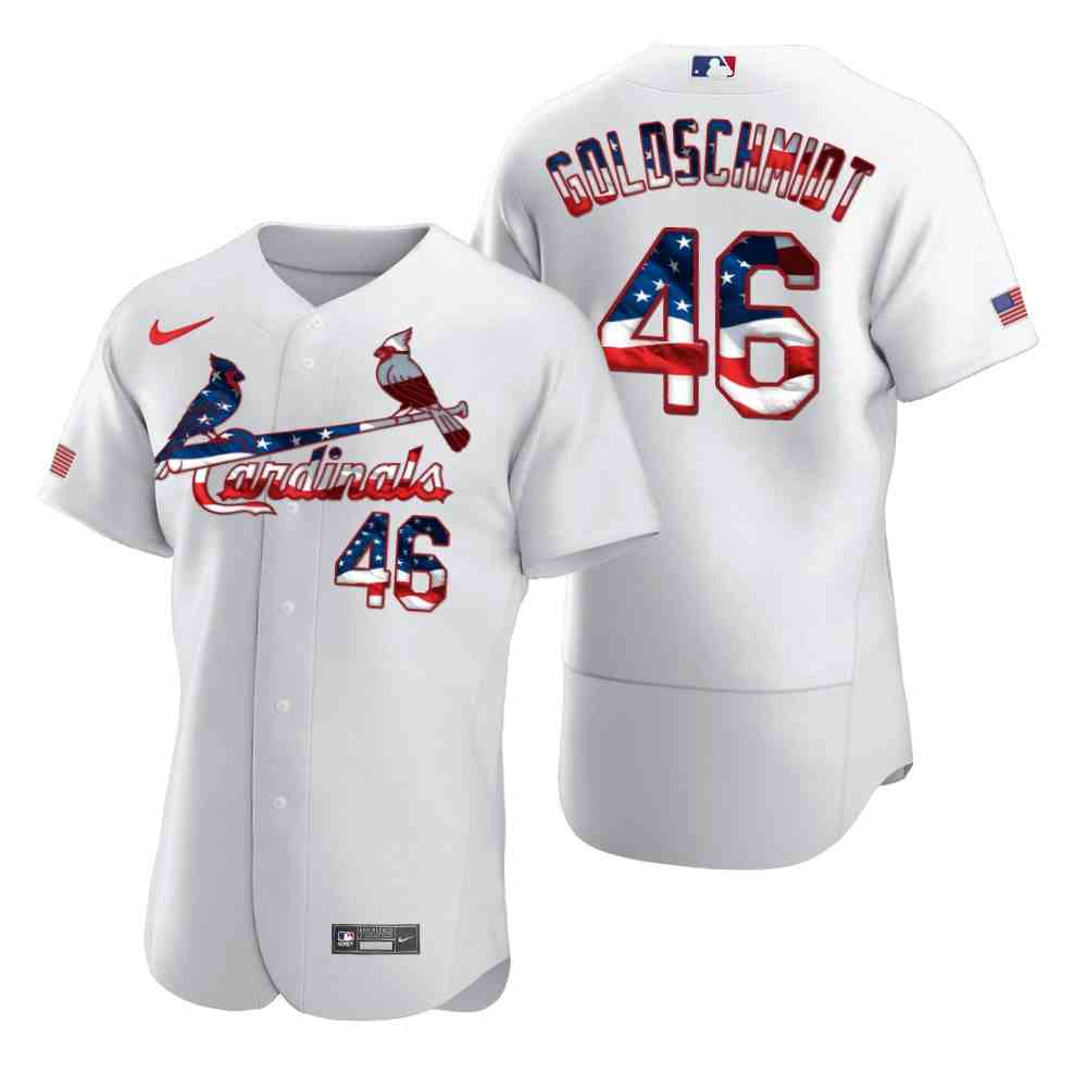 Cardinals 46 Paul Goldschmidt White USA Flag Fashion Nike Flexbase Jersey