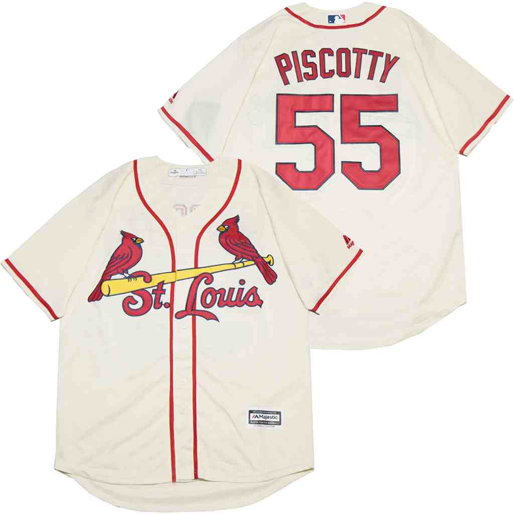 Cardinals 55 Stephen Piscotty Cream Cool Base Jersey