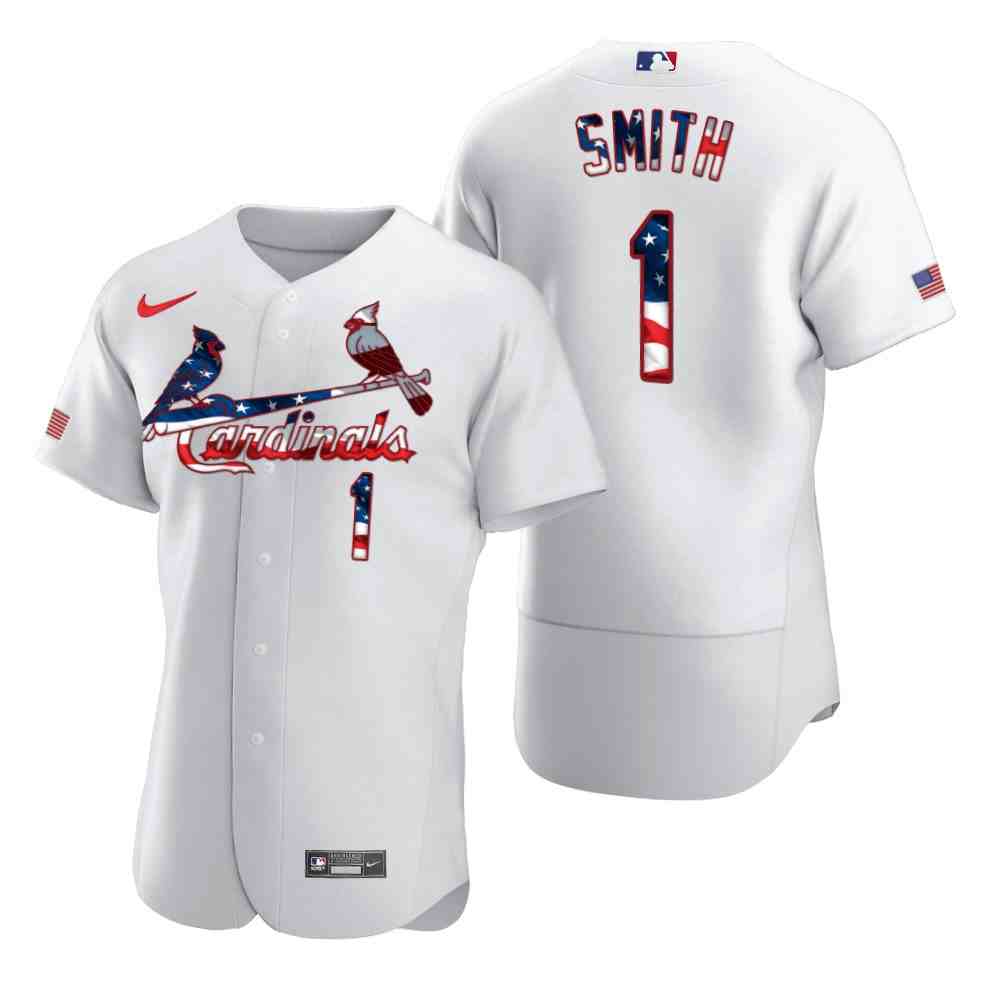 Cardinals 1 Ozzie Smith White USA Flag Fashion Nike Flexbase Jersey