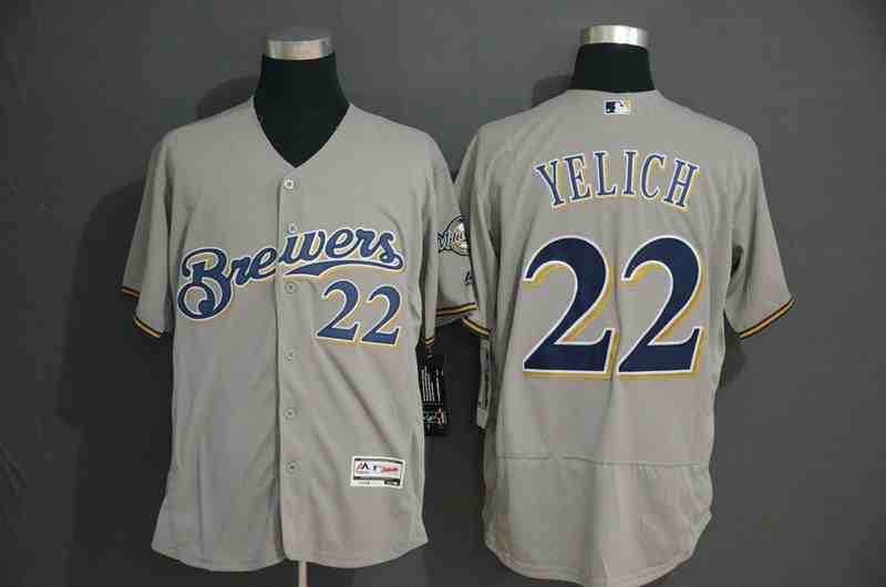 Brewers 22 Christian Yelich Gray Flexbase Jersey