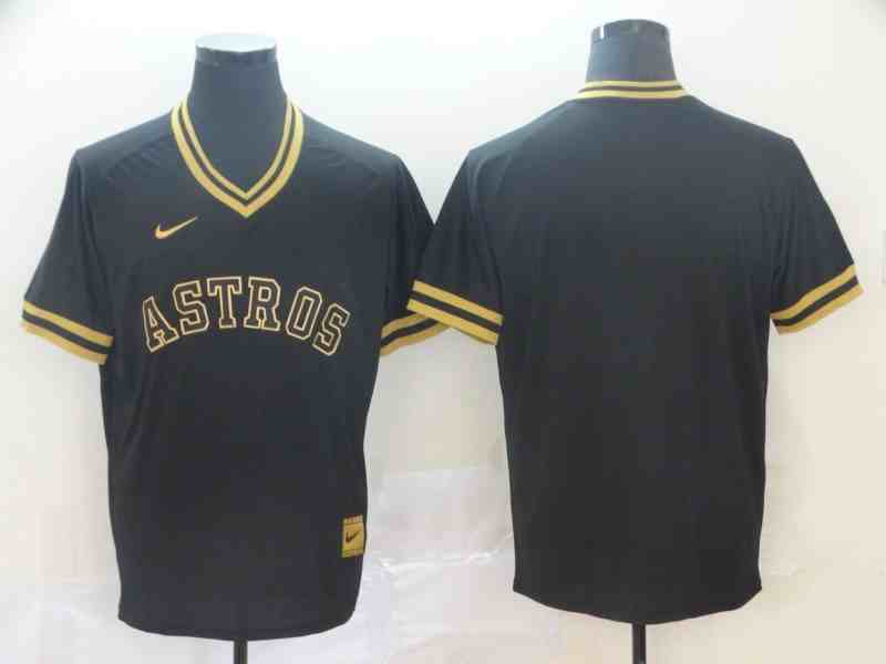 Astros Blank Black Gold Nike Cooperstown Collection Legend V Neck Jersey