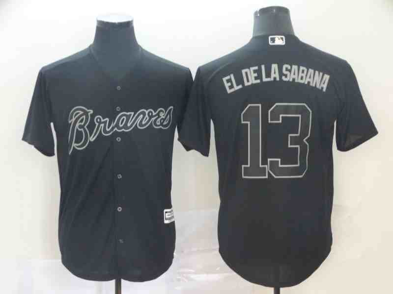 Braves 13 Ronald Acuna Jr  El De La Sabana  Black 2019 Players' Weekend Player Jersey