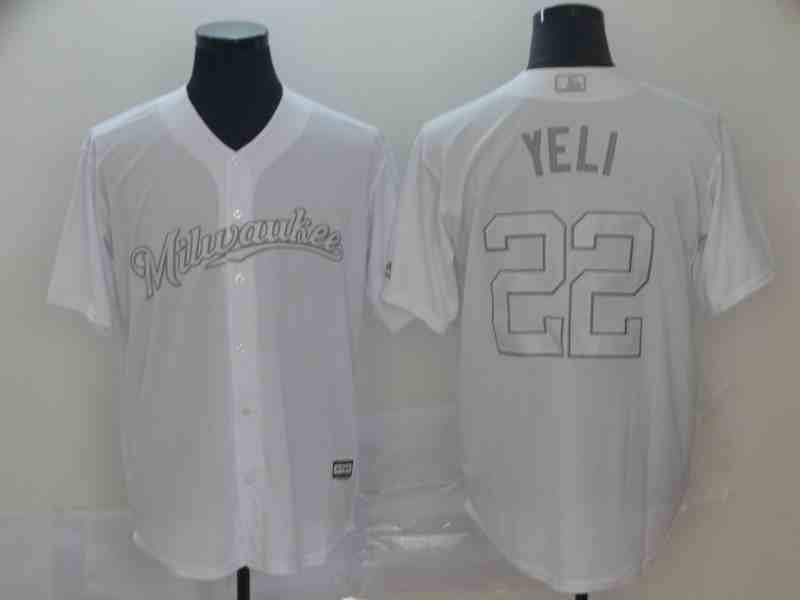 Brewers 22 Christian Yelich  Yeli  White 2019 Players' Weekend Player Jersey