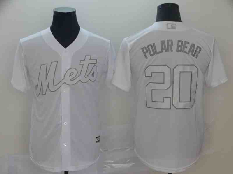 Mets 20 Pete Alonso  Polar Bear  White 2019 Players' Weekend Player Jersey