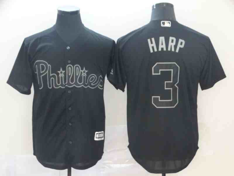 Phillies 3 Bryce Harper  Harp  Black 2019 Players' Weekend Player Jersey