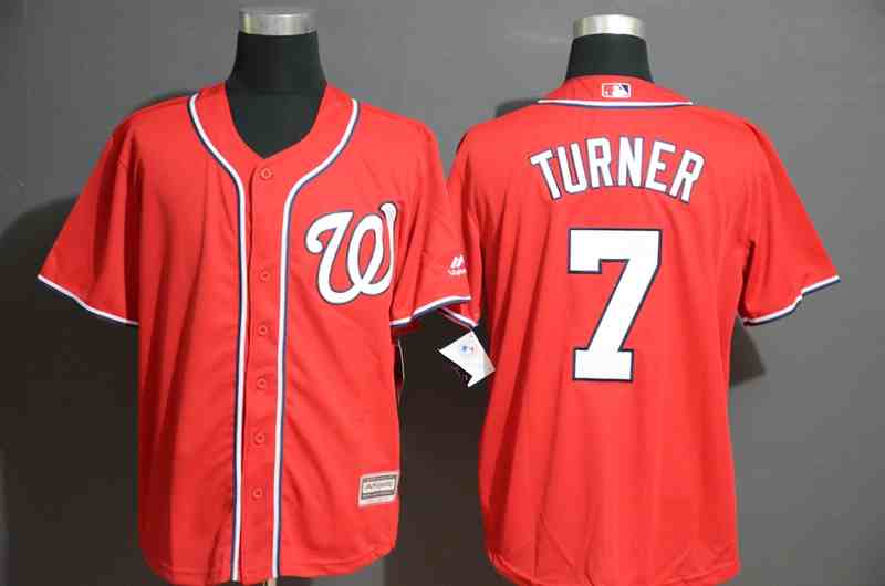 Nationals 7 Trea Turner Red Cool Base Jersey