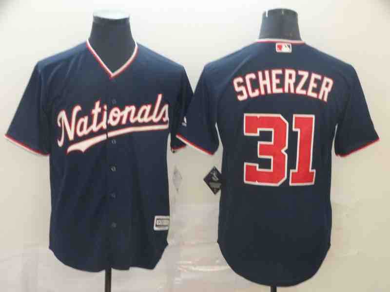 Nationals 31 Max Scherzer Navy Cool Base  Jersey