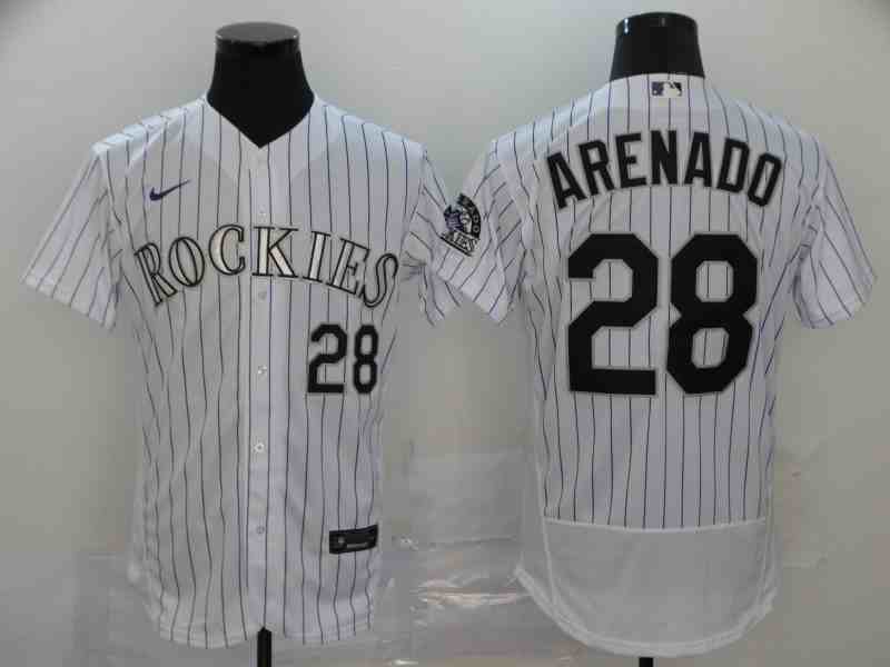 Rockies 28 Nolan Arenado White 2020 Nike Cool Base Jersey