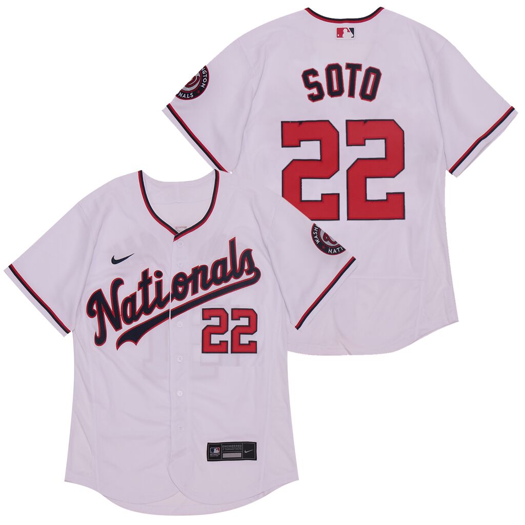 Nationals 22 Juan Soto White Nike 2020 Flexbase Jersey