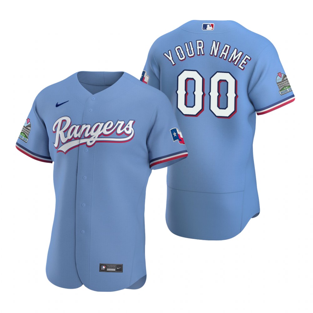 Texas Rangers Custom Nike Light Blue Jersey